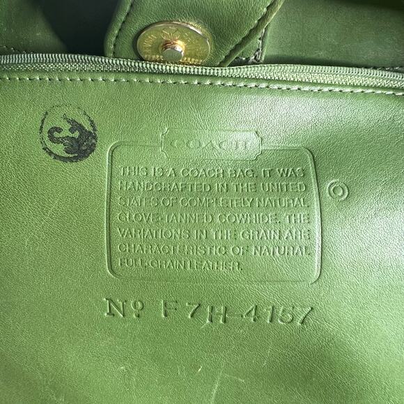 VTG Coach SoHo Buckle Bag 4157 Leaf Green Leather Shoulder Tote USA 1997 - Picture 14 of 16